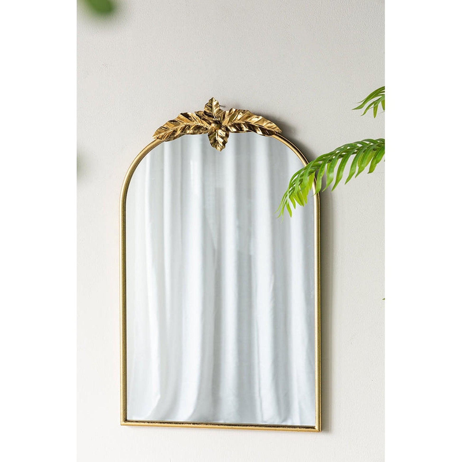 A&B Home 24" x 36" Bundle of 21 Gold Arched Metal Frame Wall-Mounted Mirror With Leaf Accent