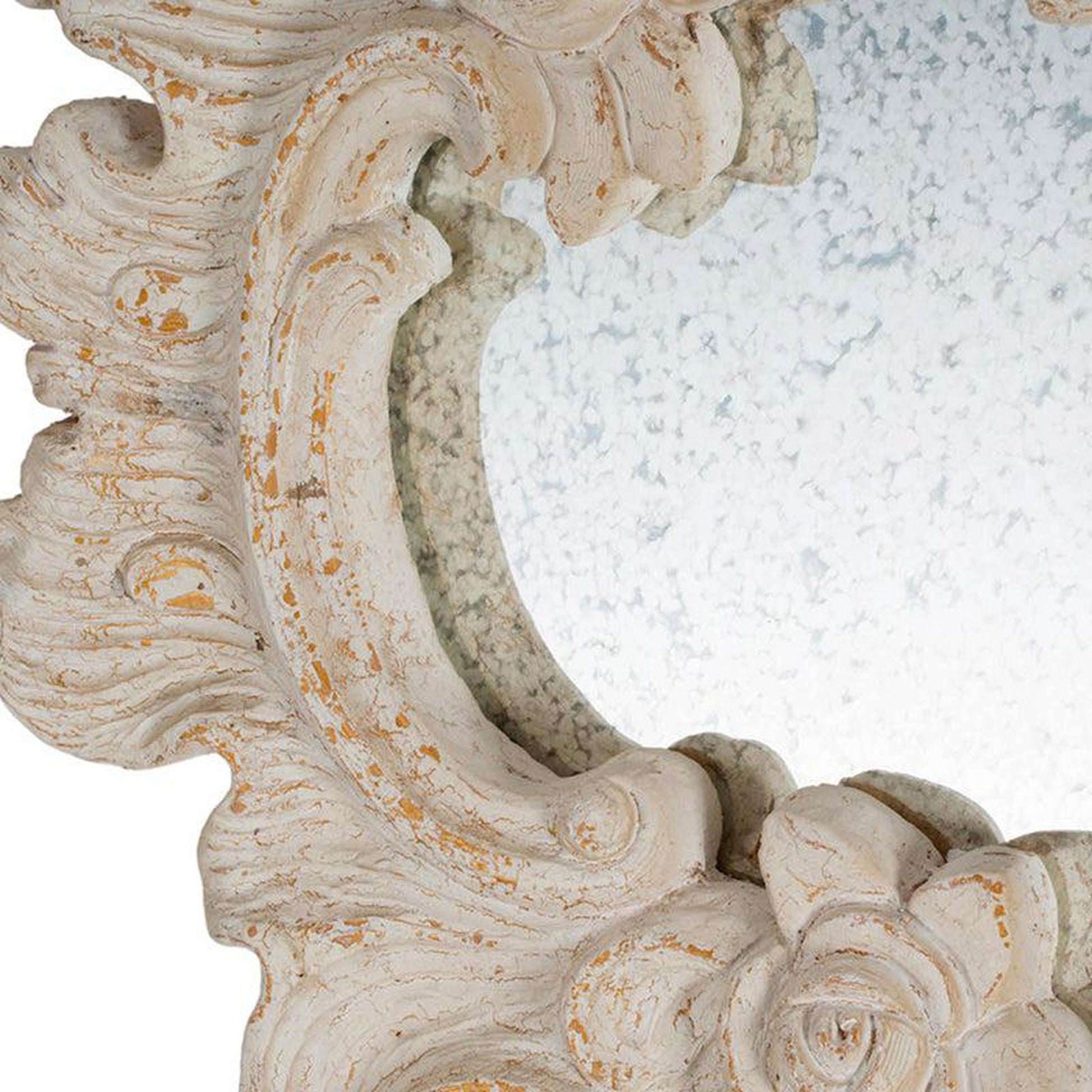A&B Home 24" x 41" Bundle of 9 Arabesque Antique White Concrete Frame Wall-Mounted Mirror