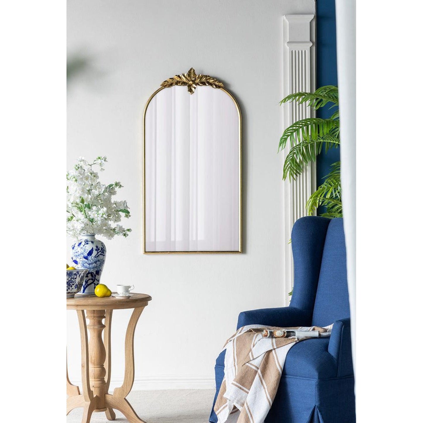 A&B Home 24" x 42" Bundle of 20 Gold Arched Metal Frame Wall-Mounted Mirror With Leaf Accent