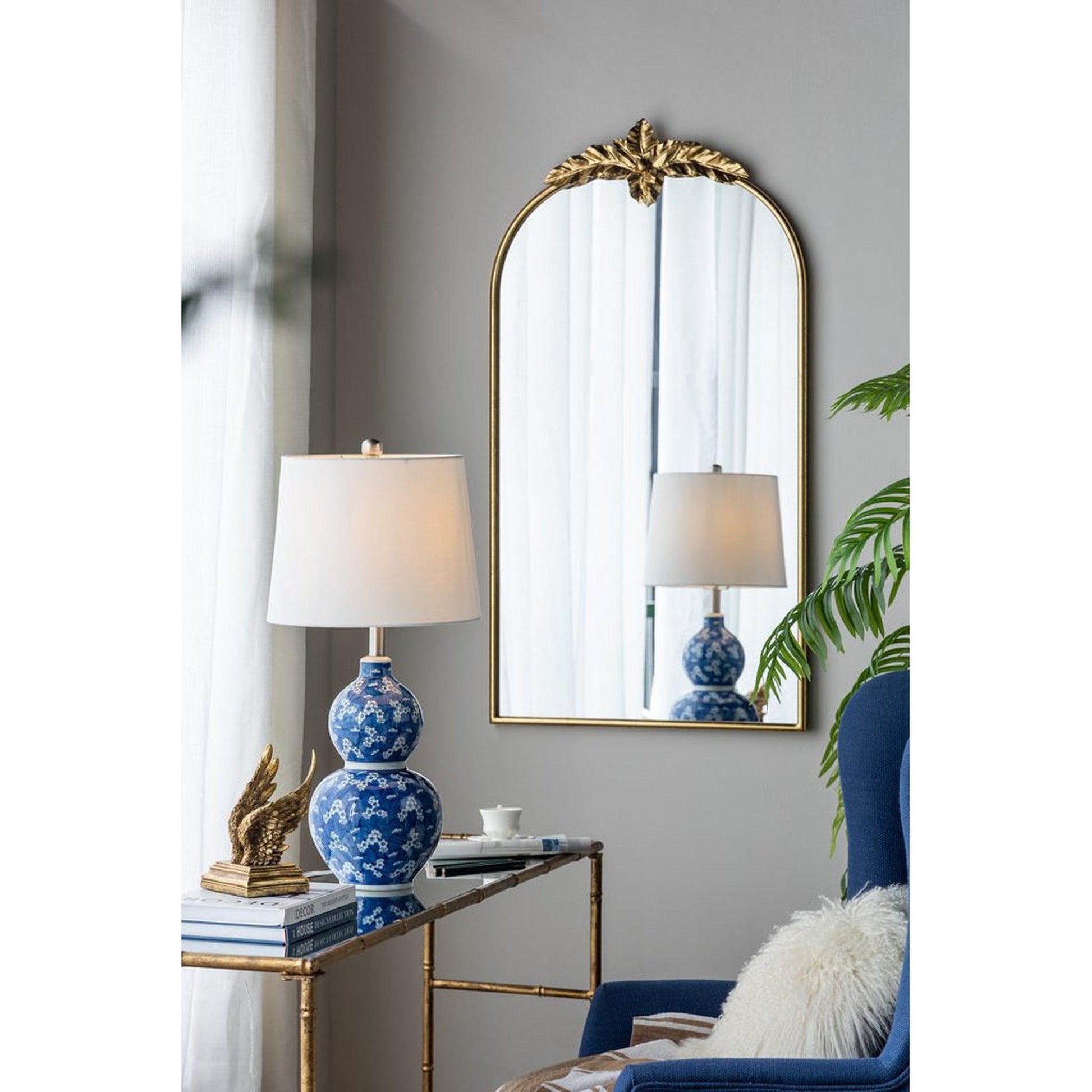 A&B Home 24" x 42" Bundle of 20 Gold Arched Metal Frame Wall-Mounted Mirror With Leaf Accent