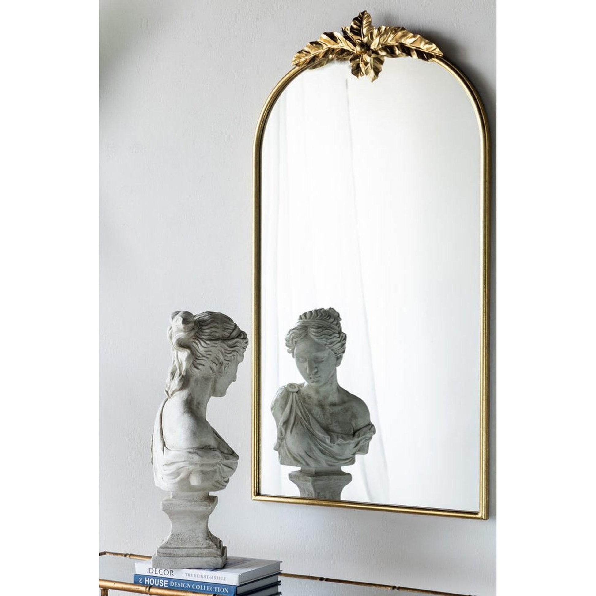 A&B Home 24" x 42" Bundle of 20 Gold Arched Metal Frame Wall-Mounted Mirror With Leaf Accent