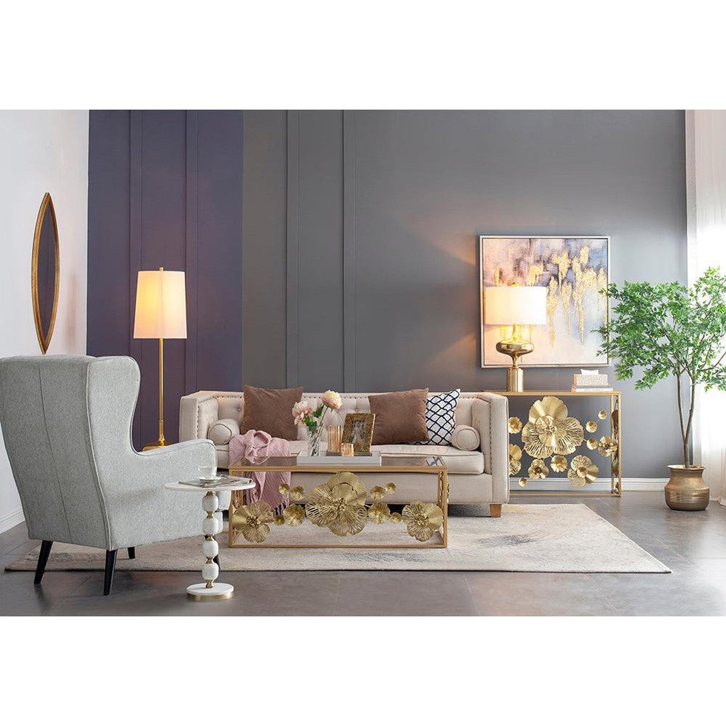 A&B Home 24" x 43" Bundle of 15 Dynamic Shape Gold Metal Frame Wall-Mounted Mirror