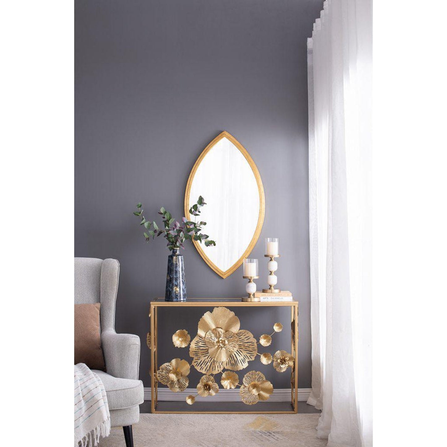 A&B Home 24" x 43" Bundle of 15 Dynamic Shape Gold Metal Frame Wall-Mounted Mirror