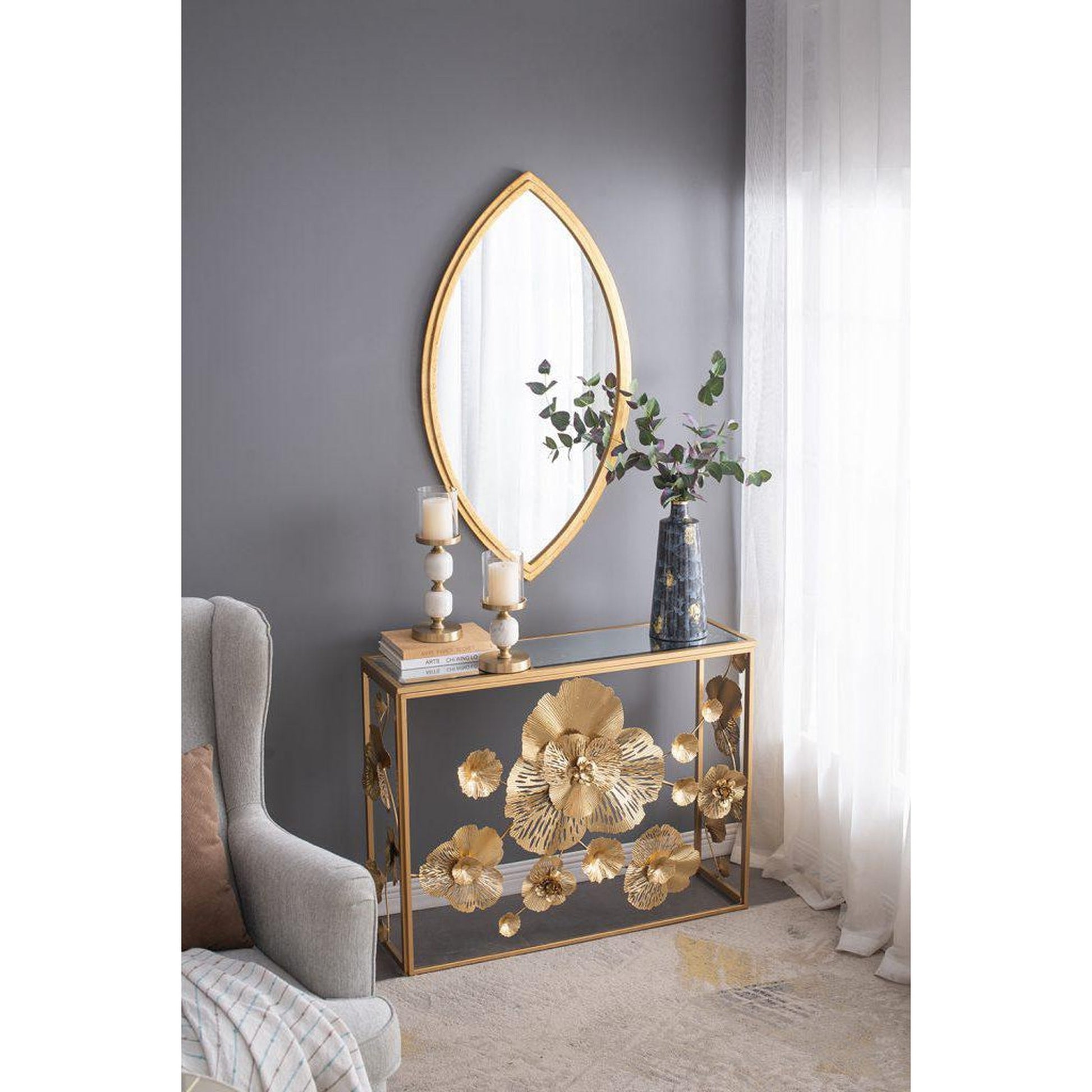 A&B Home 24" x 43" Bundle of 15 Dynamic Shape Gold Metal Frame Wall-Mounted Mirror