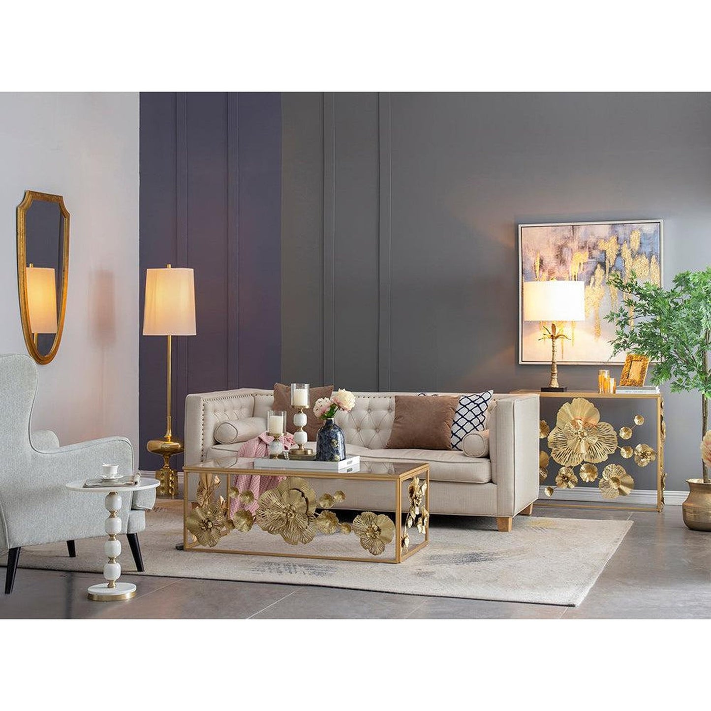 A&B Home 24" x 46" Bundle of 12 Gold Metal Frame Wall-Mounted Mirror