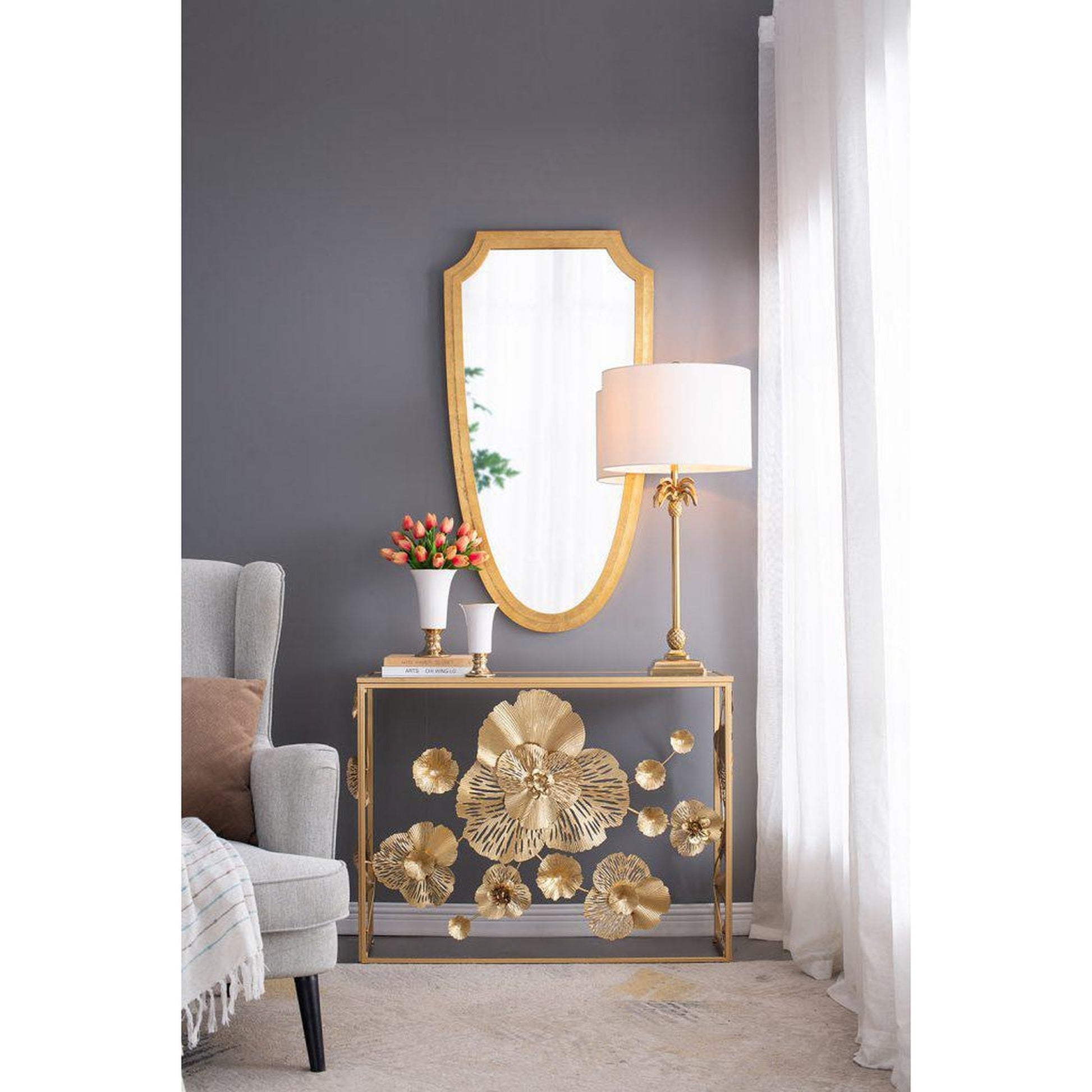 A&B Home 24" x 46" Bundle of 12 Gold Metal Frame Wall-Mounted Mirror