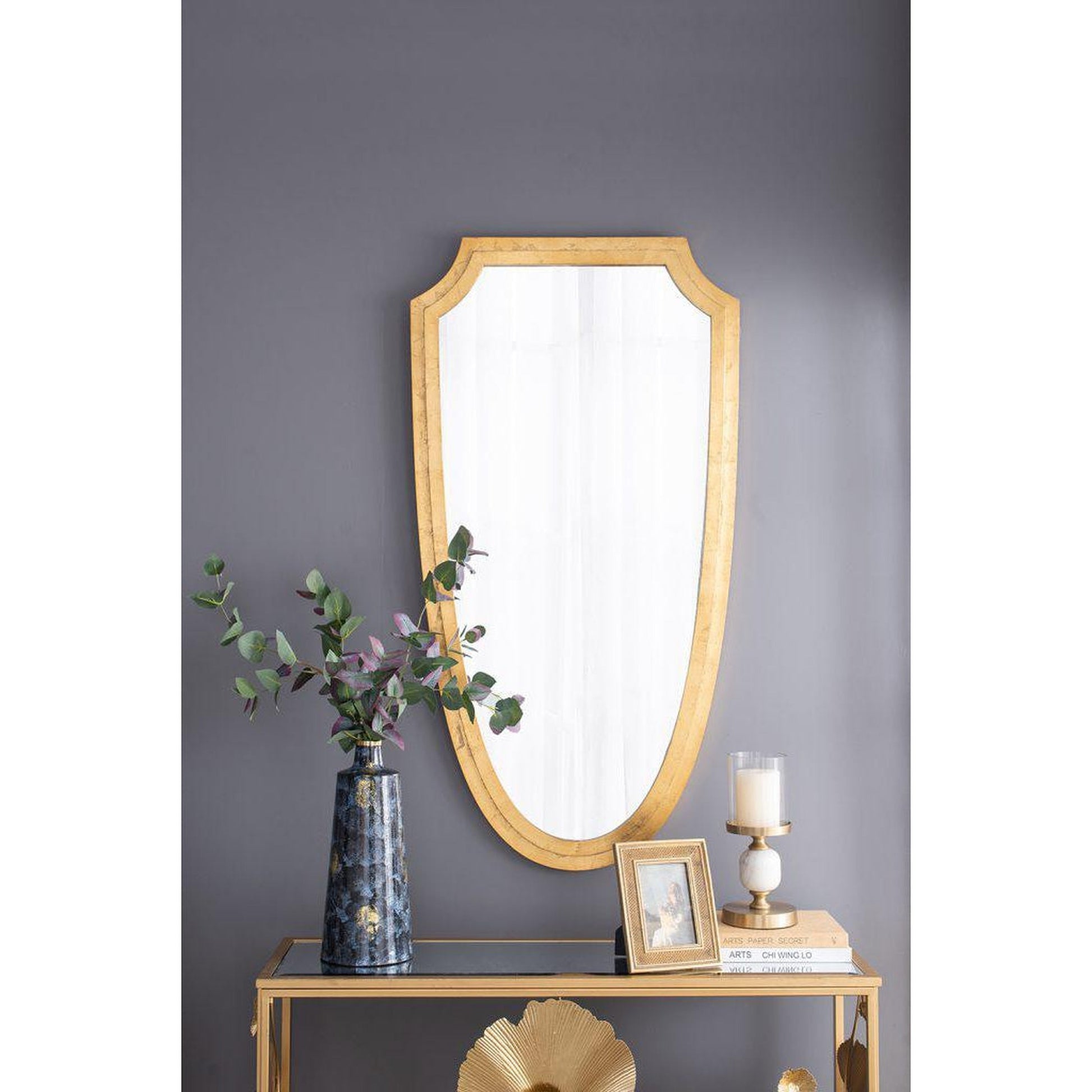 A&B Home 24" x 46" Bundle of 9 Gold Metal Frame Wall-Mounted Mirror