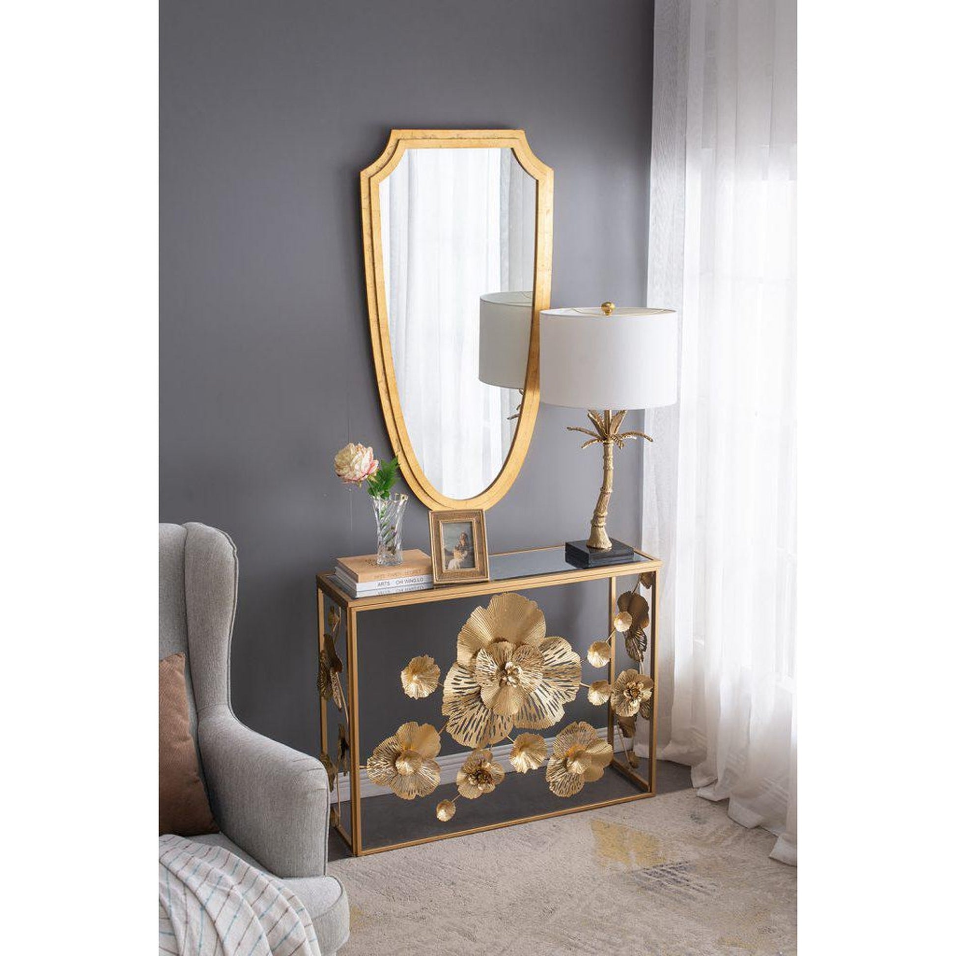 A&B Home 24" x 46" Bundle of 9 Gold Metal Frame Wall-Mounted Mirror