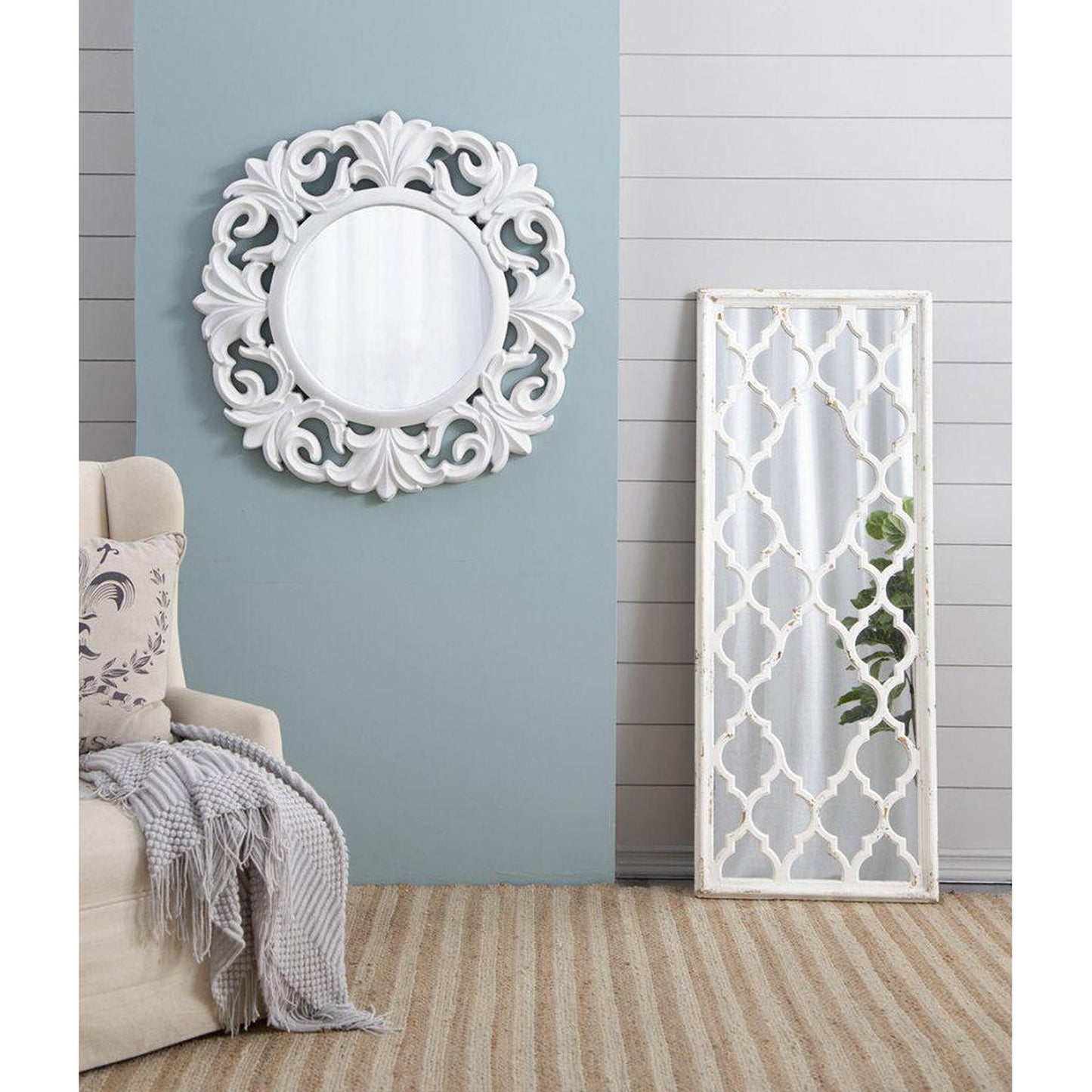 A&B Home 24" x 59" Bundle of 7 White Frame Full-Length Wall-Mounted Mirror