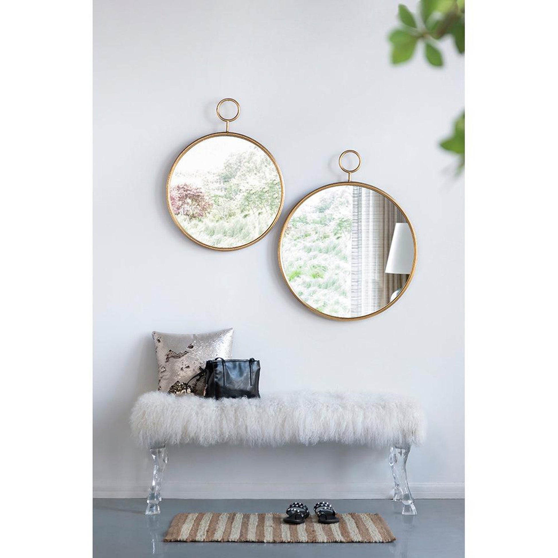 A&B Home 26" x 32" Bundle of 25 Round Gold Frame Wall-Mounted Mirror