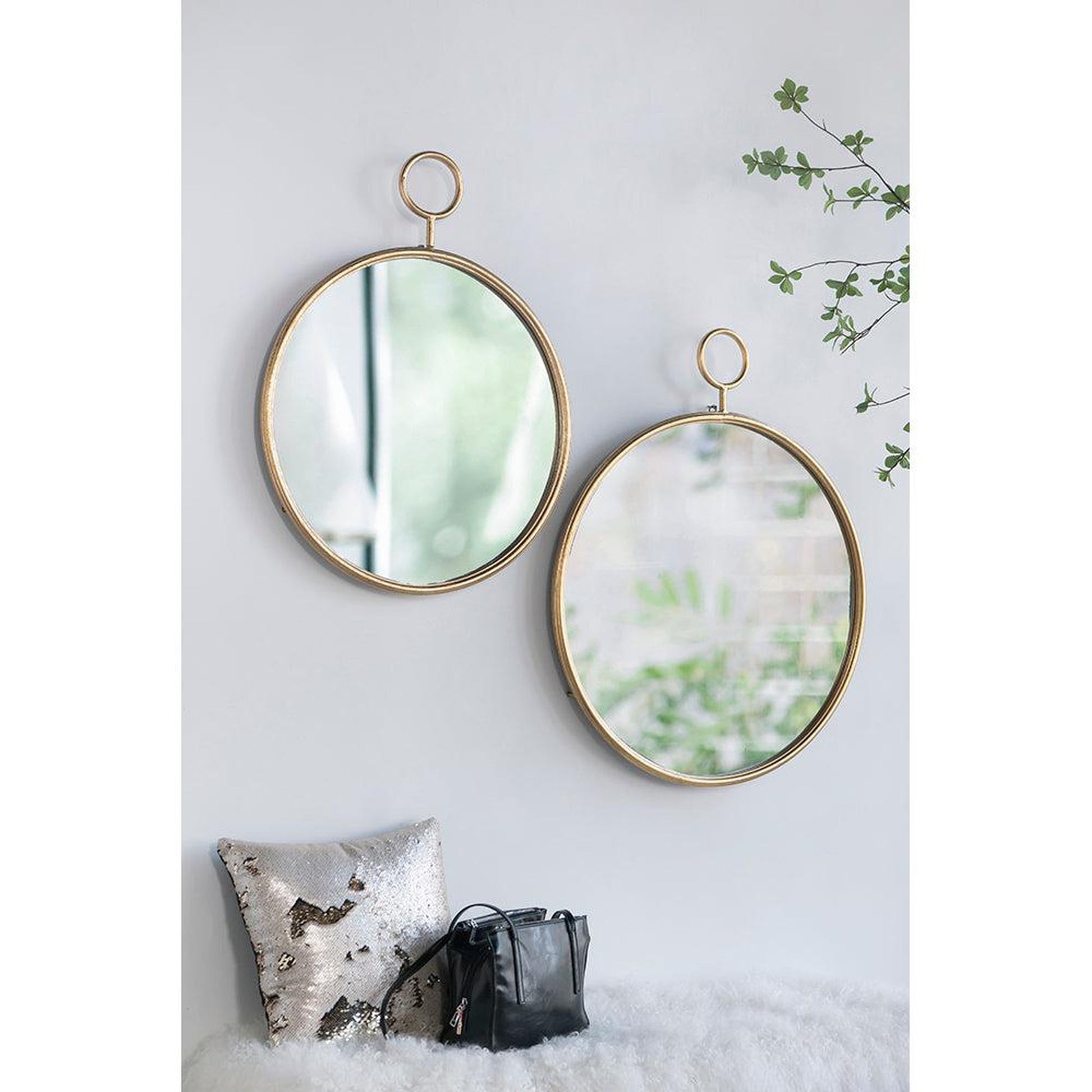 A&B Home 26" x 32" Bundle of 25 Round Gold Frame Wall-Mounted Mirror