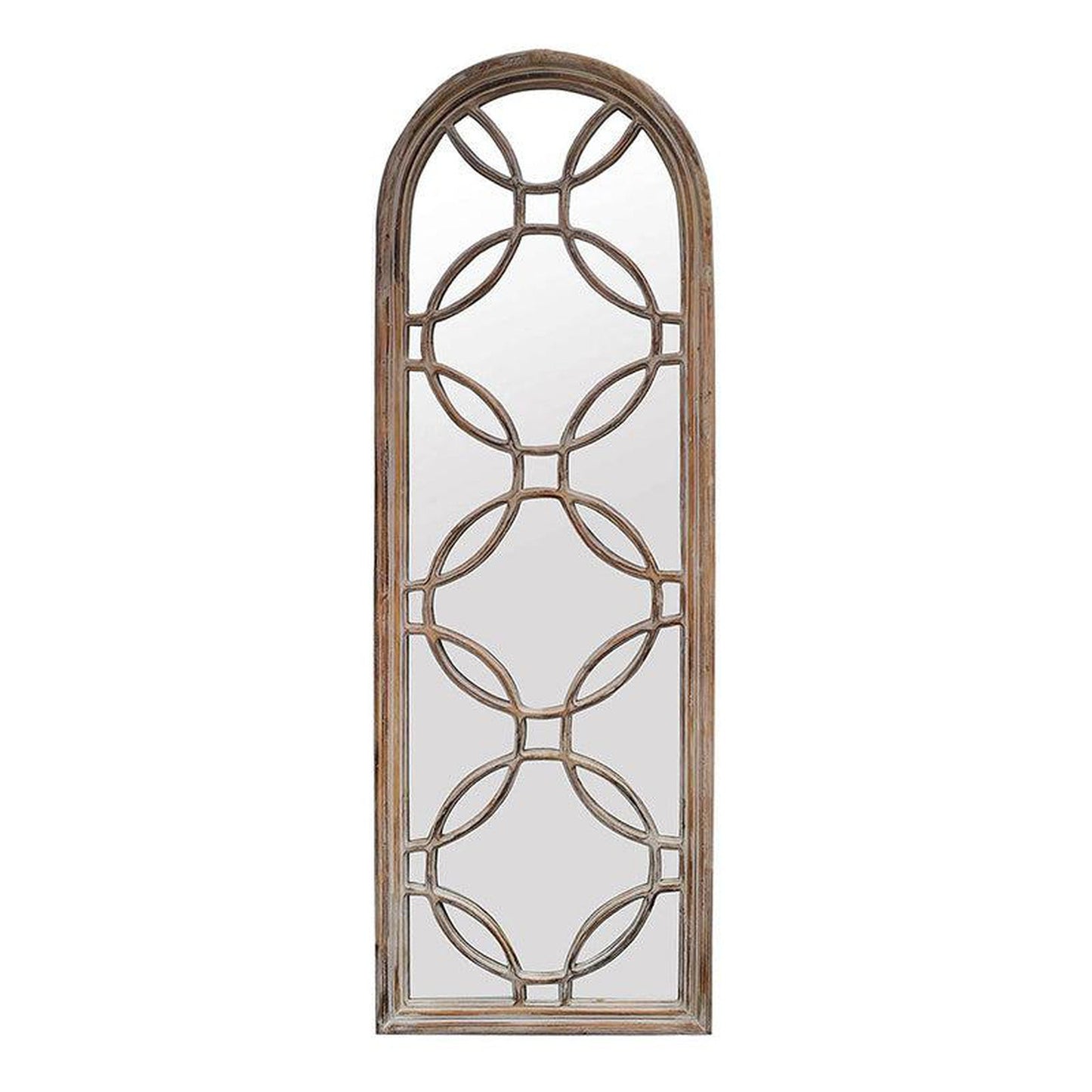 A&B Home 26" x 76" Bundle of 6 Brown Arched With Wedding Ring Design Wooden Framed Floor Mirror