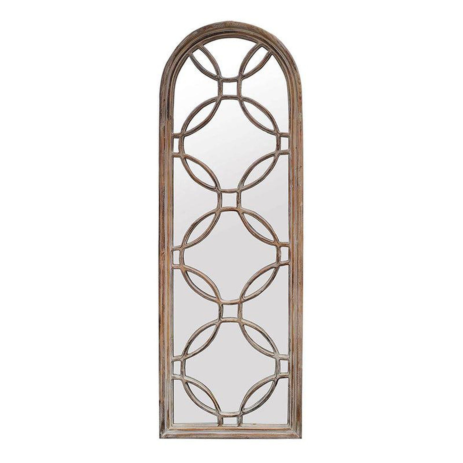 A&B Home 26" x 76" Bundle of 6 Brown Arched With Wedding Ring Design Wooden Framed Floor Mirror