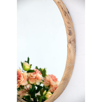 A&B Home 28" x 28" Bundle of 16 Brown Wood Frame Round Shaped Wall-Mounted Mirror