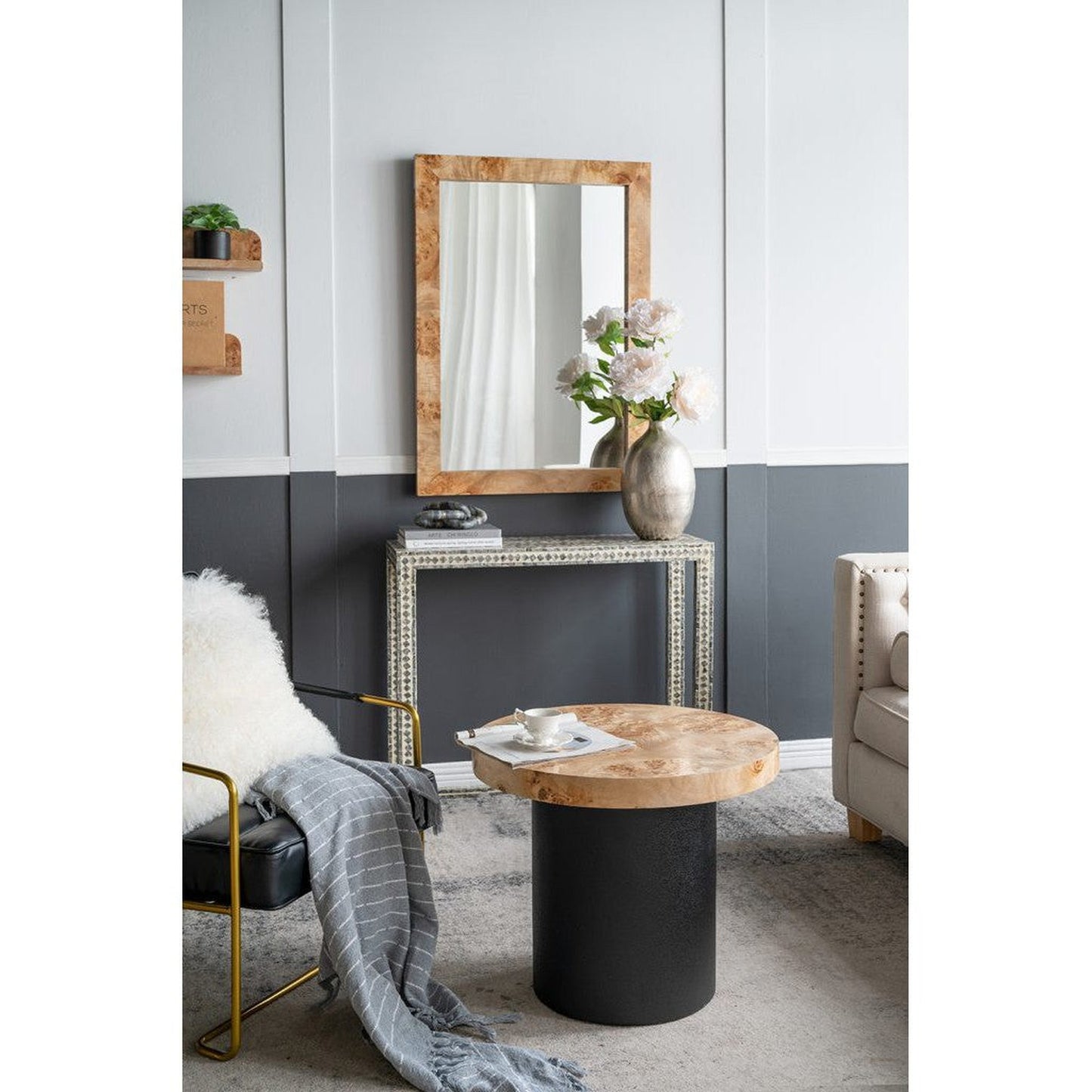 A&B Home 28" x 40" Bundle of 10 Brown Rectangular Burl Wood Framed Wall-Mounted Body Mirror