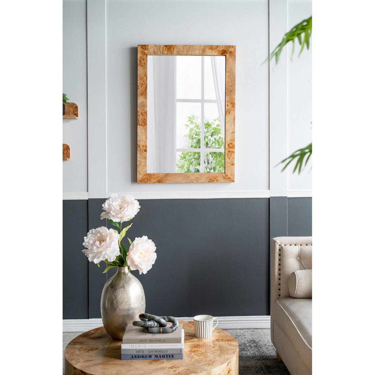 A&B Home 28" x 40" Bundle of 10 Brown Rectangular Burl Wood Framed Wall-Mounted Body Mirror