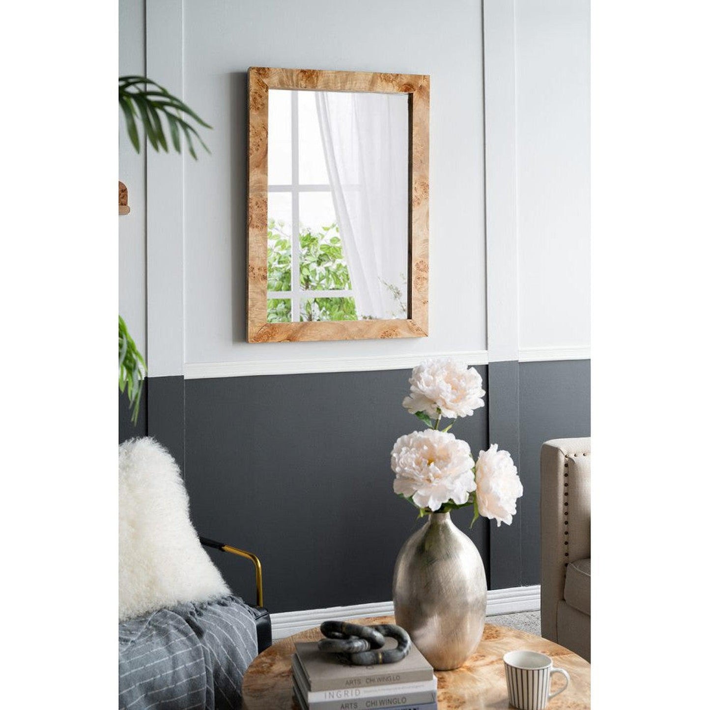 A&B Home 28" x 40" Bundle of 10 Brown Rectangular Burl Wood Framed Wall-Mounted Body Mirror