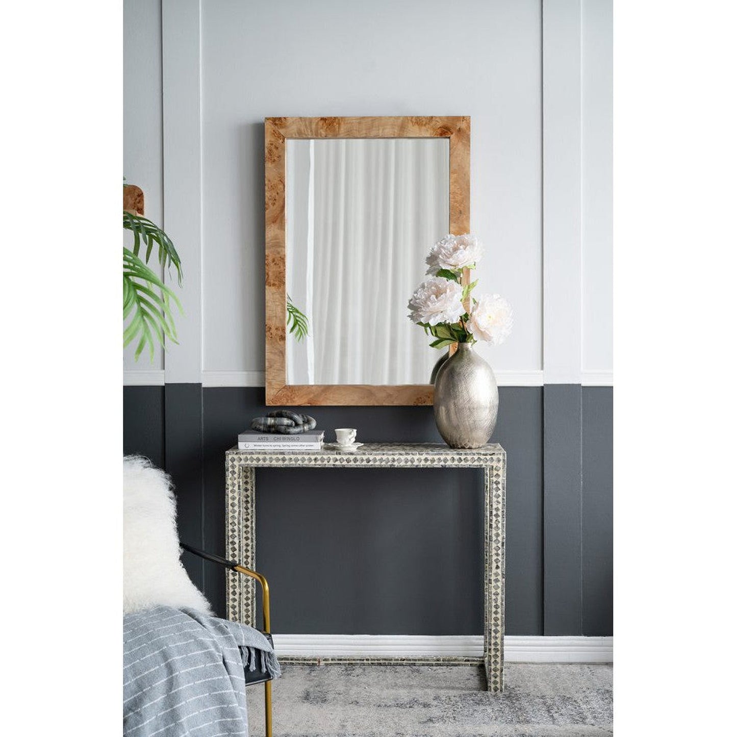 A&B Home 28" x 40" Bundle of 10 Brown Rectangular Burl Wood Framed Wall-Mounted Body Mirror