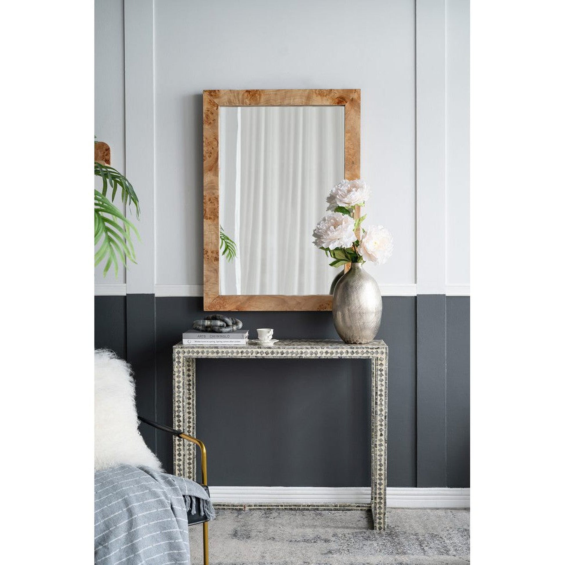 A&B Home 28" x 40" Bundle of 10 Brown Rectangular Burl Wood Framed Wall-Mounted Body Mirror