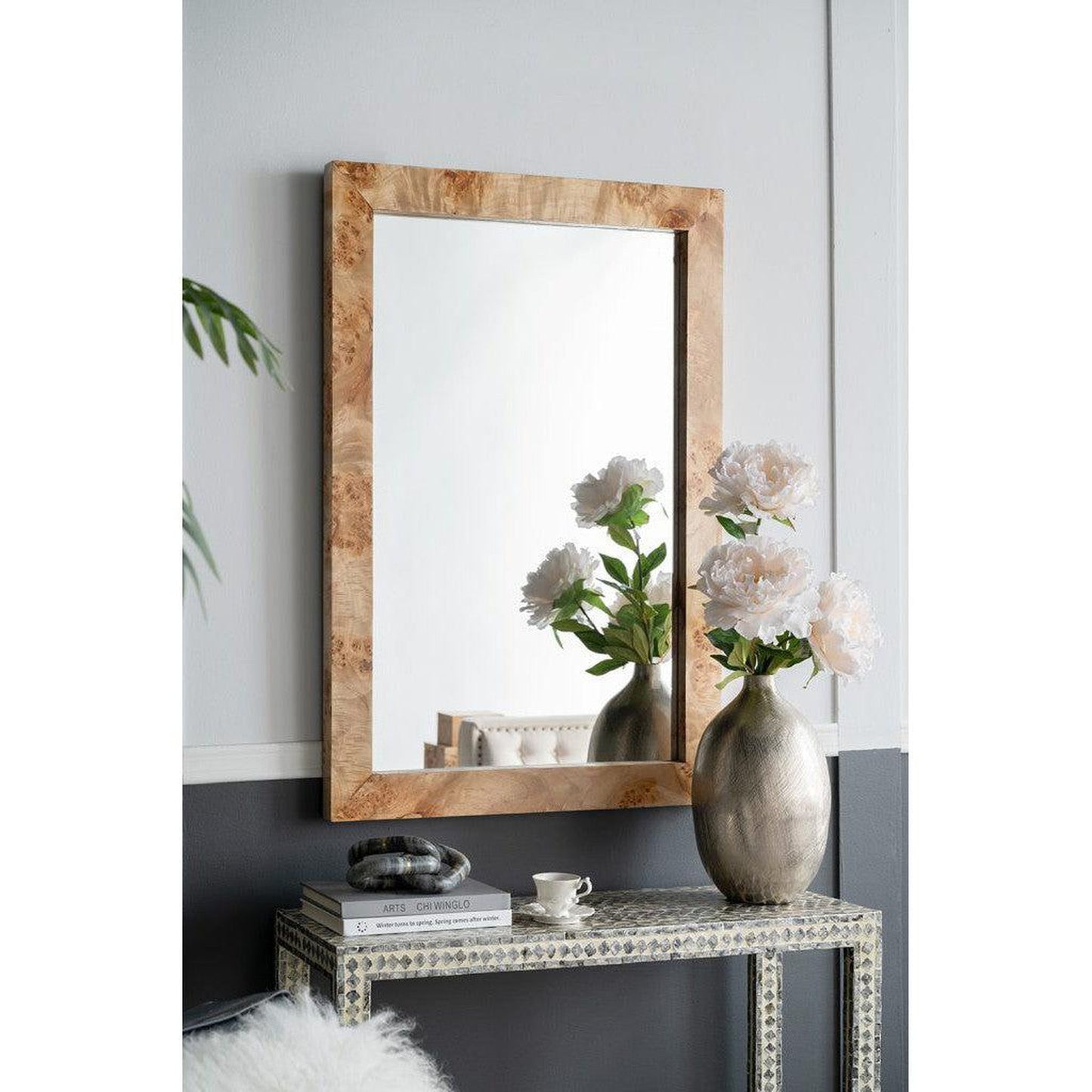 A&B Home 28" x 40" Bundle of 7 Brown Rectangular Burl Wood Framed Wall-Mounted Body Mirror