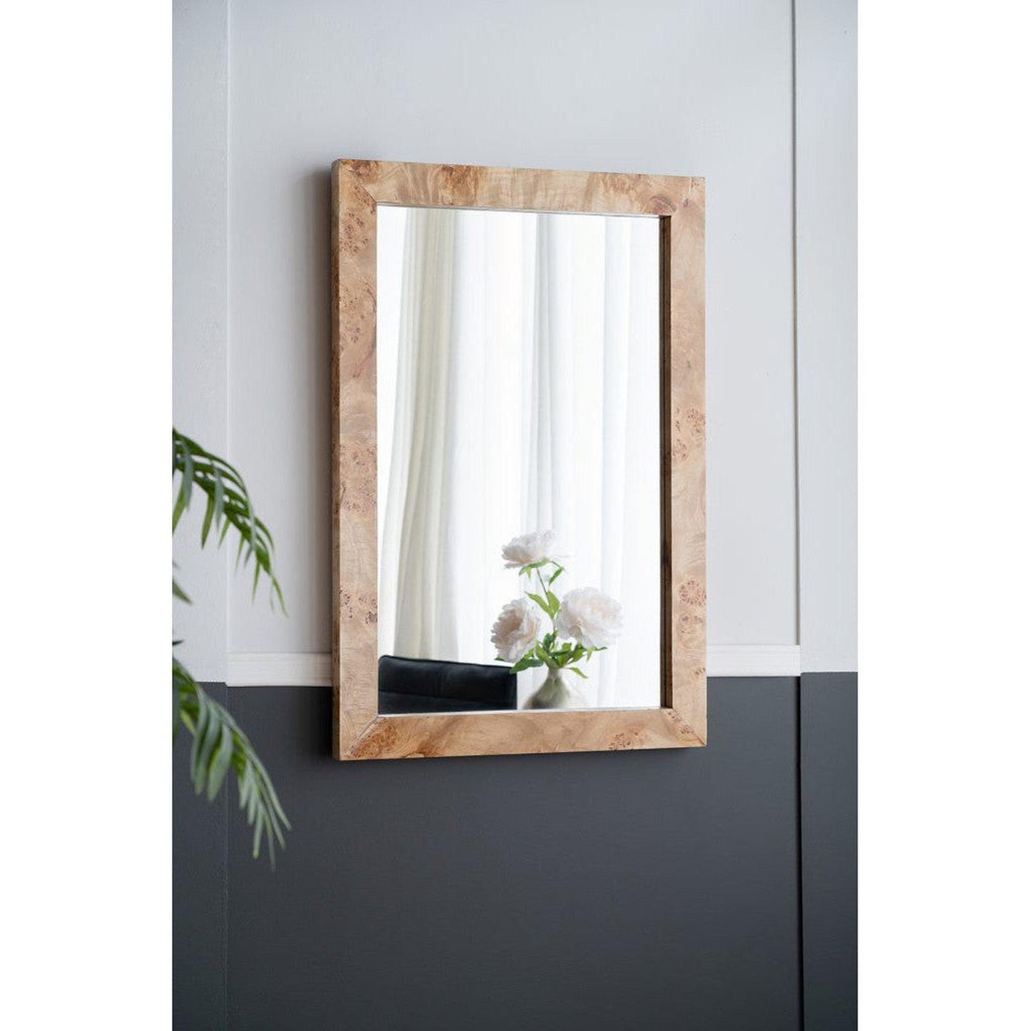 A&B Home 28" x 40" Bundle of 7 Brown Rectangular Burl Wood Framed Wall-Mounted Body Mirror