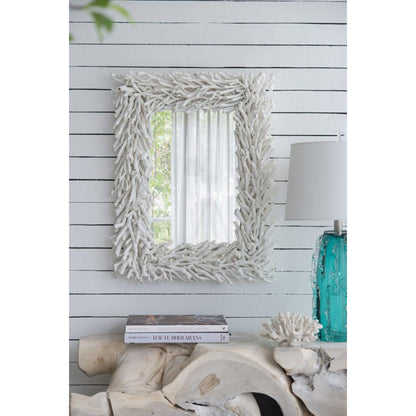 A&B Home 29" x 23" Bundle of 18 Rectangular White Cool Rustic Vibe Wooden Frame Wall-Mounted Mirror