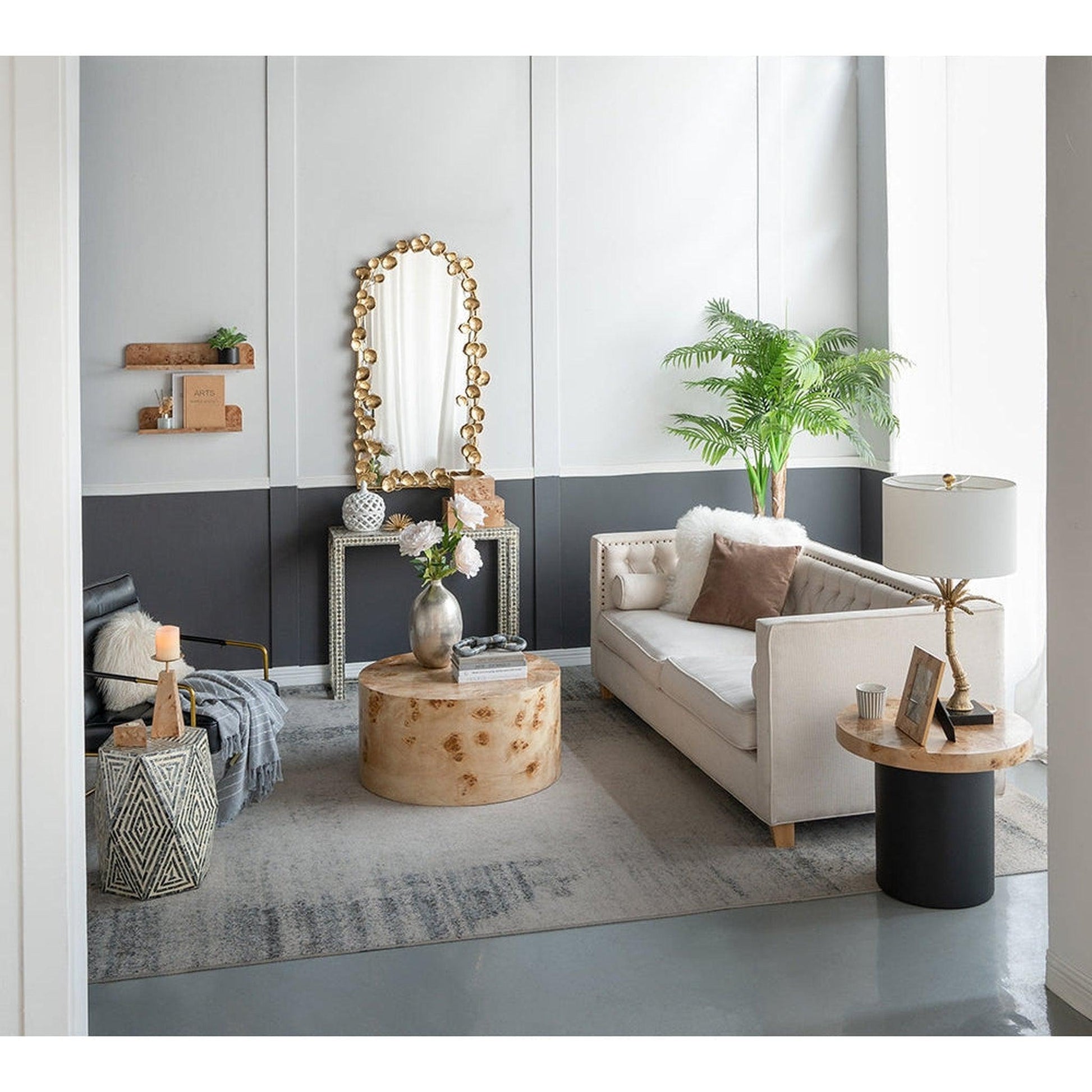 A&B Home 29" x 51" Bundle of 12 Arched Gold Metal Frame Wall-Mounted Mirror With Golden Leaf Accent