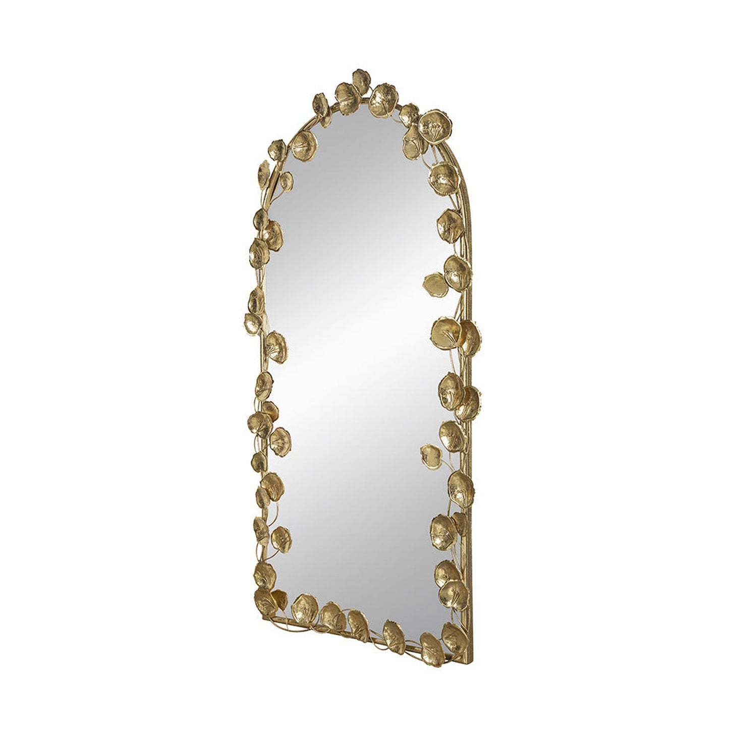 A&B Home 29" x 51" Bundle of 12 Arched Gold Metal Frame Wall-Mounted Mirror With Golden Leaf Accent