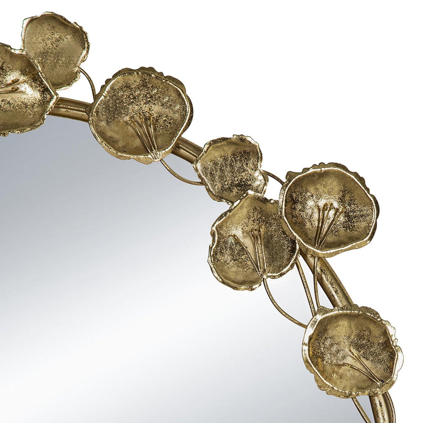 A&B Home 29" x 51" Bundle of 12 Arched Gold Metal Frame Wall-Mounted Mirror With Golden Leaf Accent