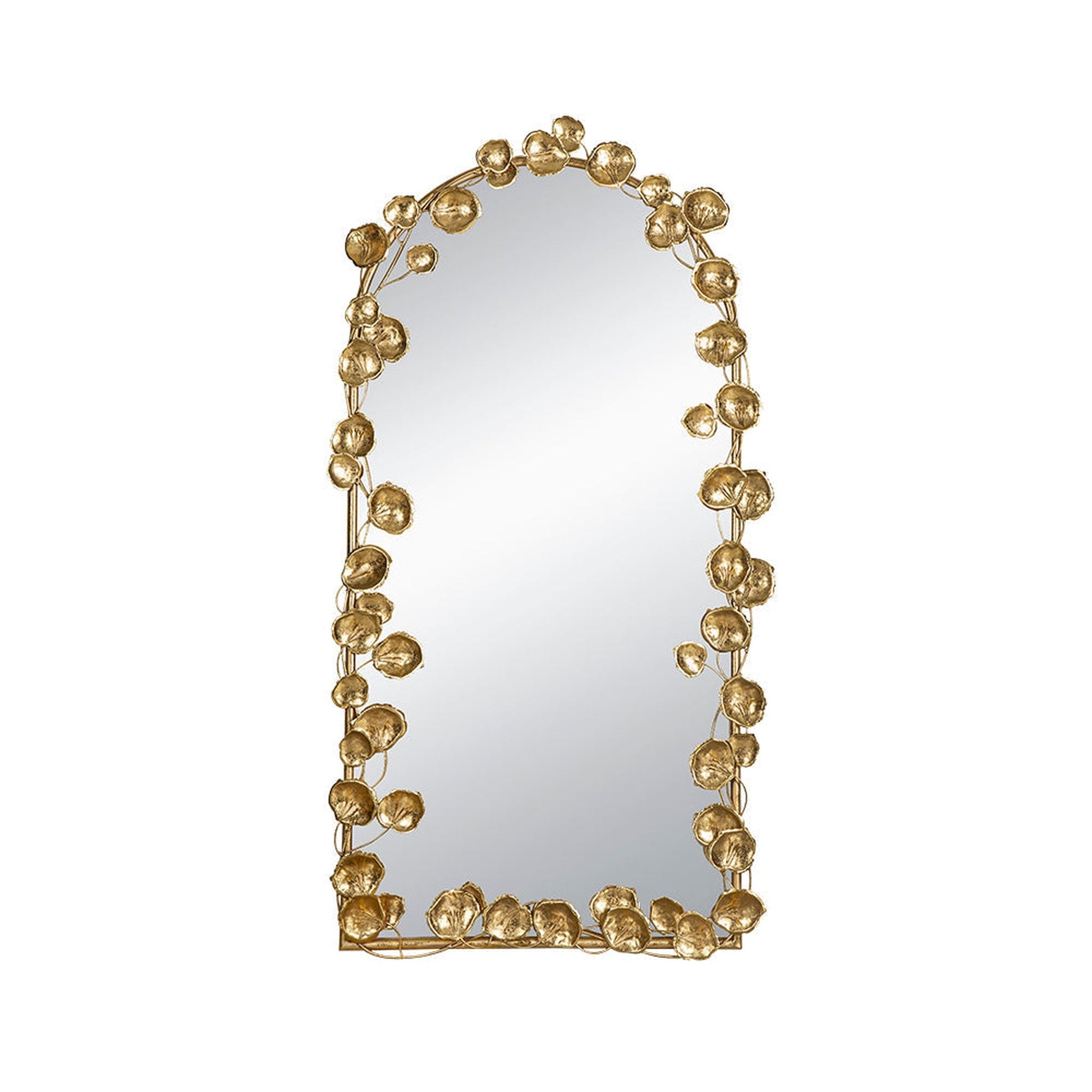 A&B Home 29" x 51" Bundle of 12 Arched Gold Metal Frame Wall-Mounted Mirror With Golden Leaf Accent