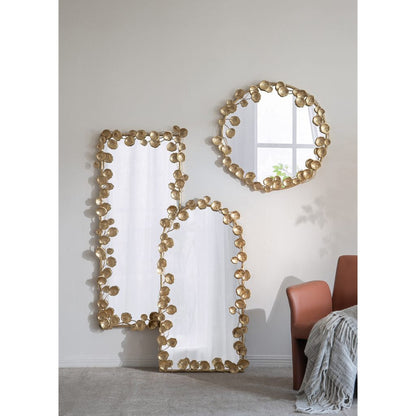 A&B Home 29" x 51" Bundle of 8 Arched Gold Metal Frame Wall-Mounted Mirror With Golden Leaf Accent