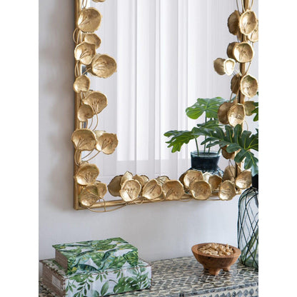 A&B Home 29" x 51" Bundle of 8 Arched Gold Metal Frame Wall-Mounted Mirror With Golden Leaf Accent