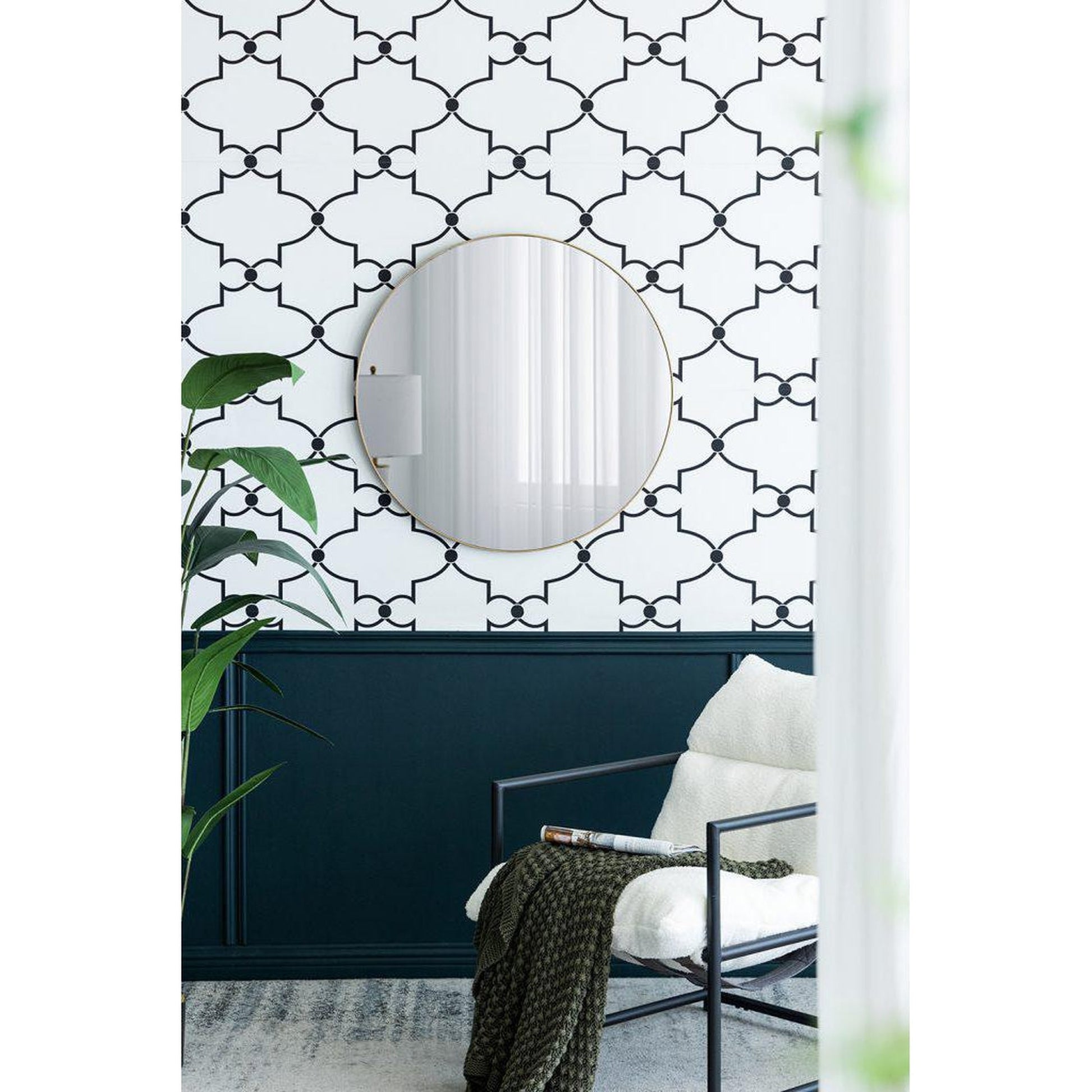 A&B Home 30" x 30" Bundle of 15 Circular Gold Wooden Frame Wall-Mounted Mirror