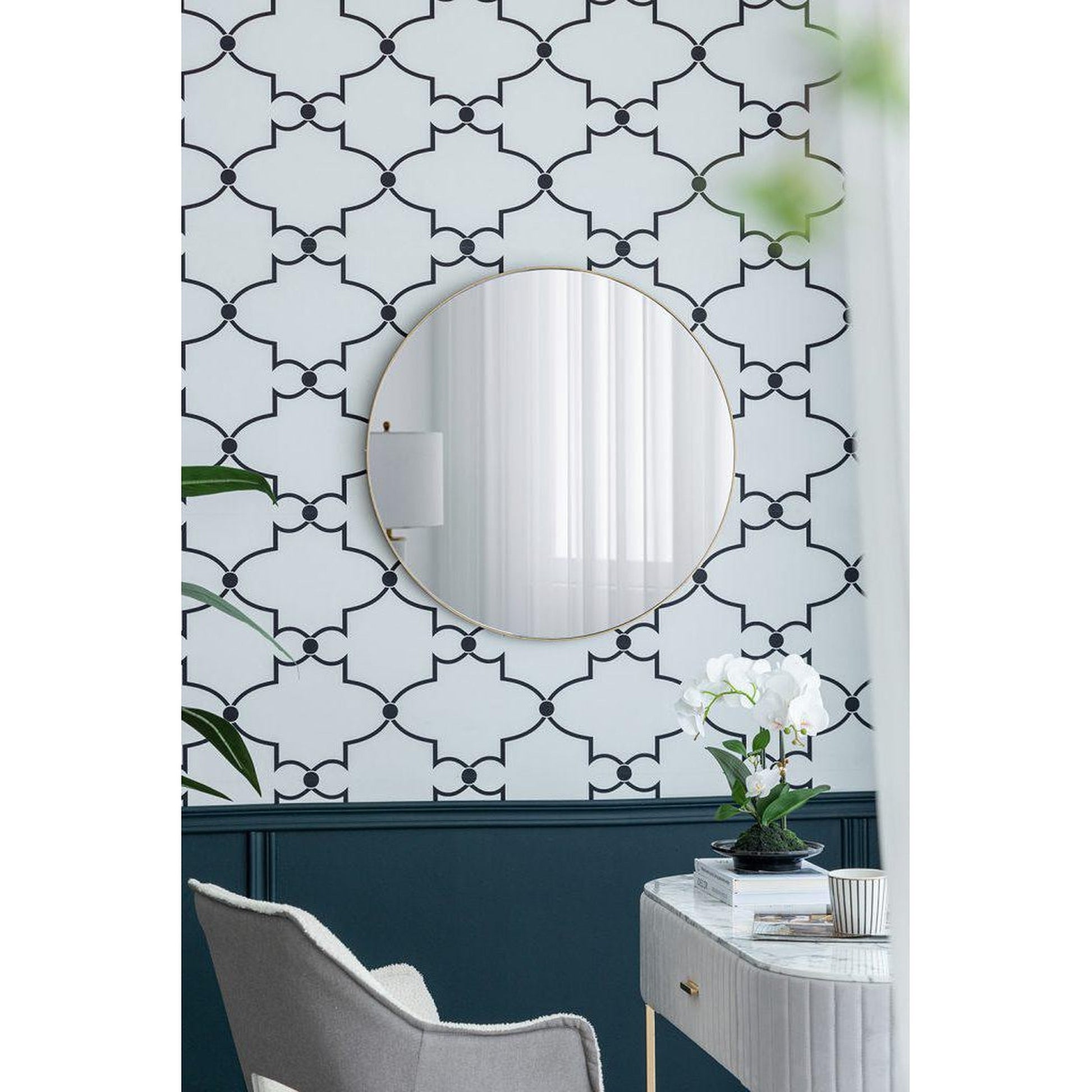 A&B Home 30" x 30" Bundle of 15 Circular Gold Wooden Frame Wall-Mounted Mirror