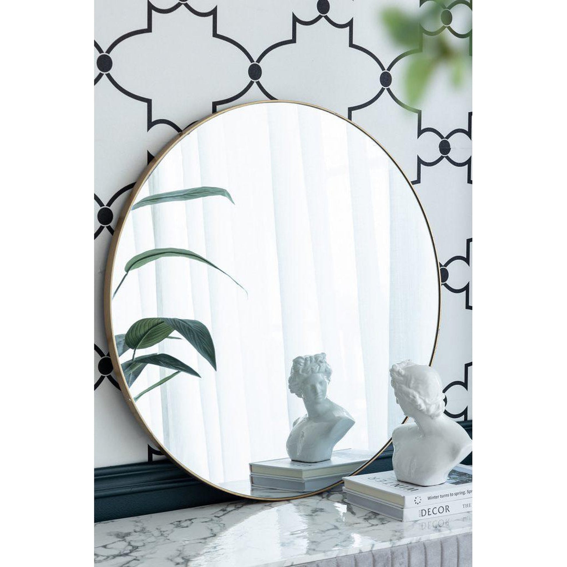 A&B Home 30" x 30" Bundle of 15 Circular Gold Wooden Frame Wall-Mounted Mirror