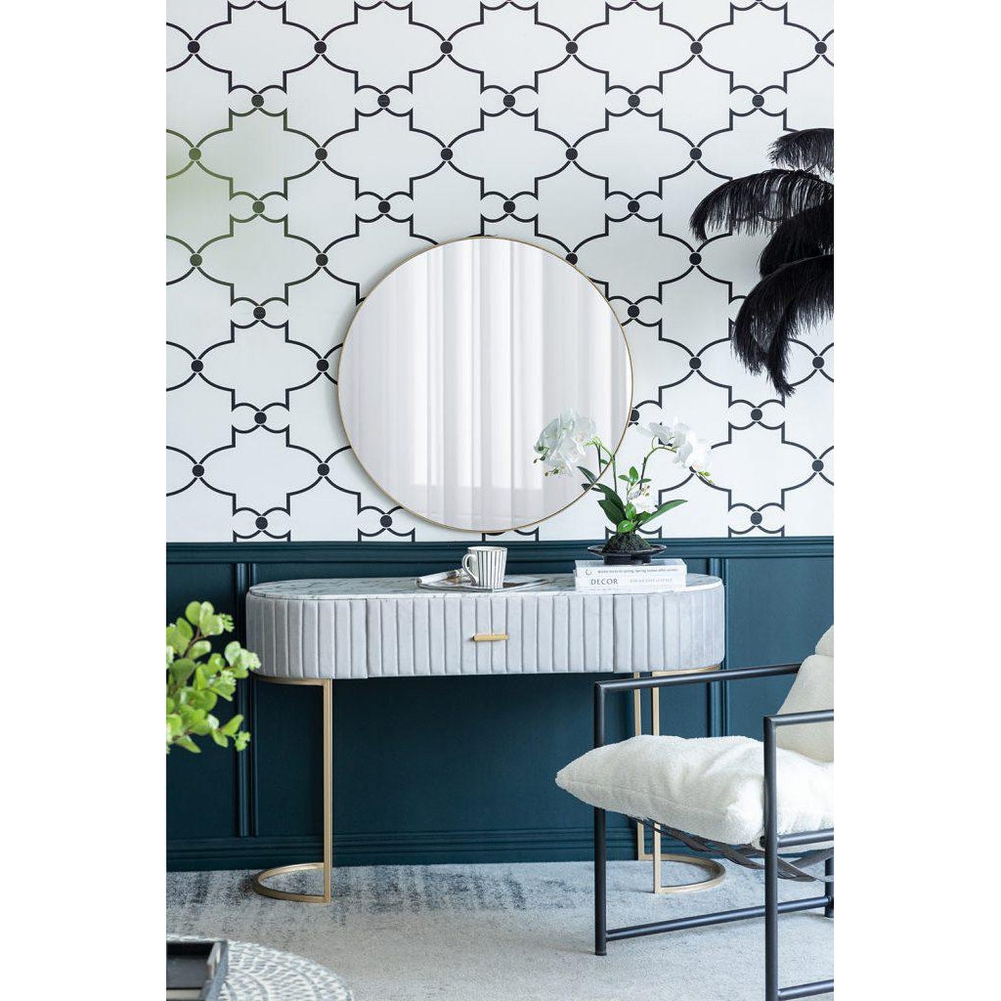 A&B Home 30" x 30" Bundle of 15 Circular Gold Wooden Frame Wall-Mounted Mirror