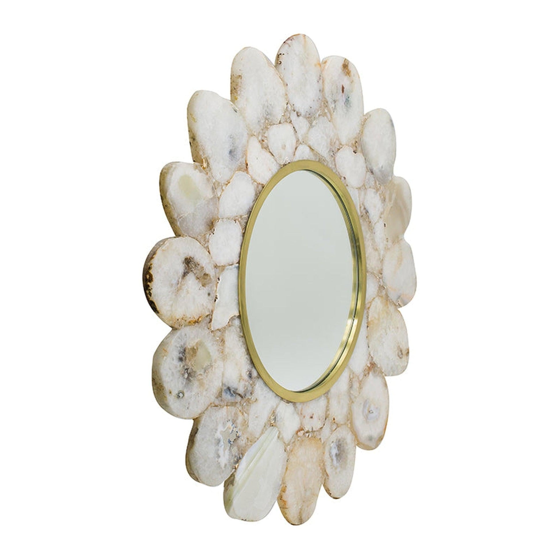 A&B Home 30" x 30" Bundle of 3 Flower Shaped White Agate Framed Wall-Mounted Mirror