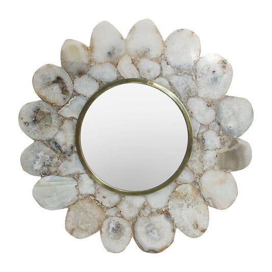 A&B Home 30" x 30" Bundle of 3 Flower Shaped White Agate Framed Wall-Mounted Mirror