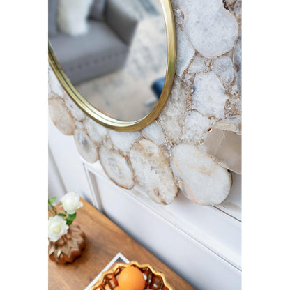 A&B Home 30" x 30" Bundle of 4 Flower Shaped White Agate Framed Wall-Mounted Mirror