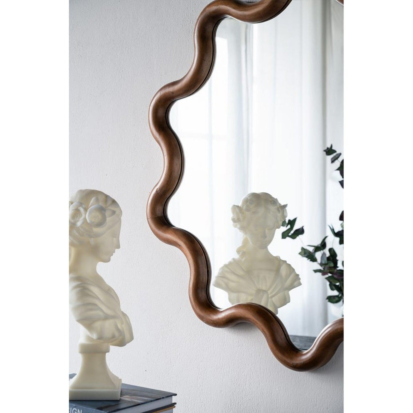 A&B Home 30" x 31" Bundle of 12 Round Unique Shape Natural Dark Brown Wooden Frame Wall-Mounted Mirror