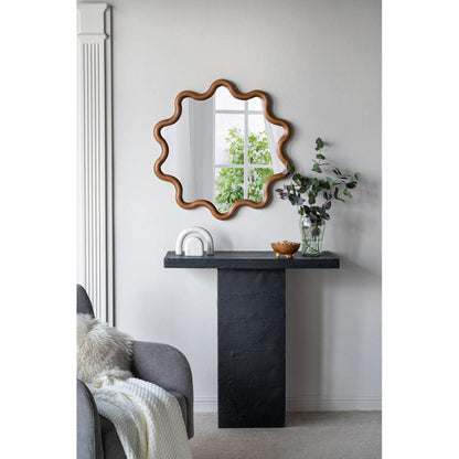 A&B Home 30" x 31" Bundle of 18 Round Unique Shape Natural Dark Brown Wooden Frame Wall-Mounted Mirror
