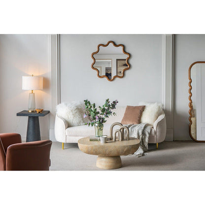 A&B Home 30" x 31" Bundle of 18 Round Unique Shape Natural Dark Brown Wooden Frame Wall-Mounted Mirror