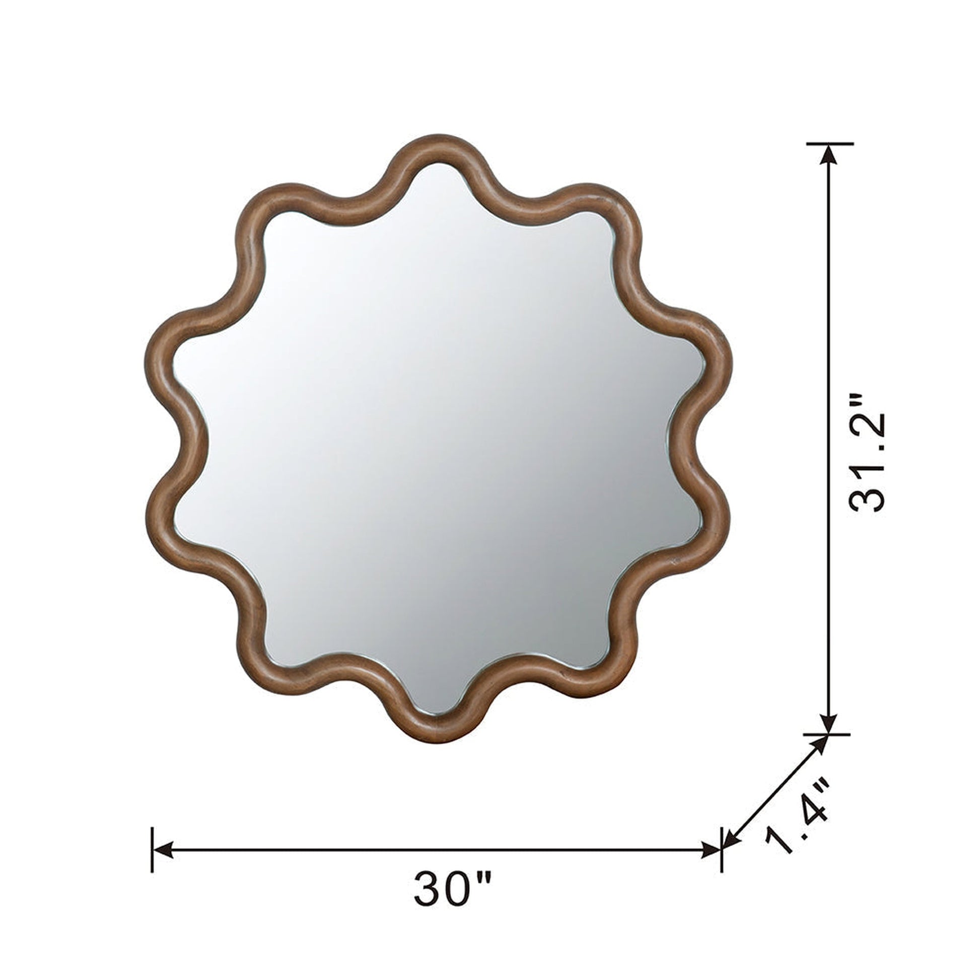 A&B Home 30" x 31" Bundle of 18 Round Unique Shape Natural Dark Brown Wooden Frame Wall-Mounted Mirror