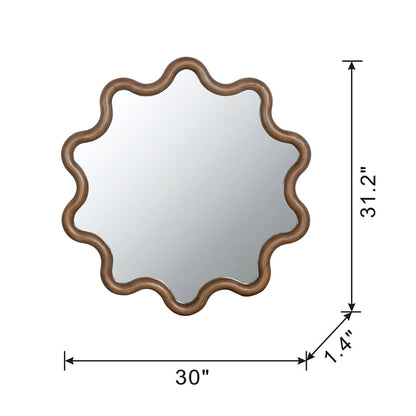 A&B Home 30" x 31" Bundle of 18 Round Unique Shape Natural Dark Brown Wooden Frame Wall-Mounted Mirror