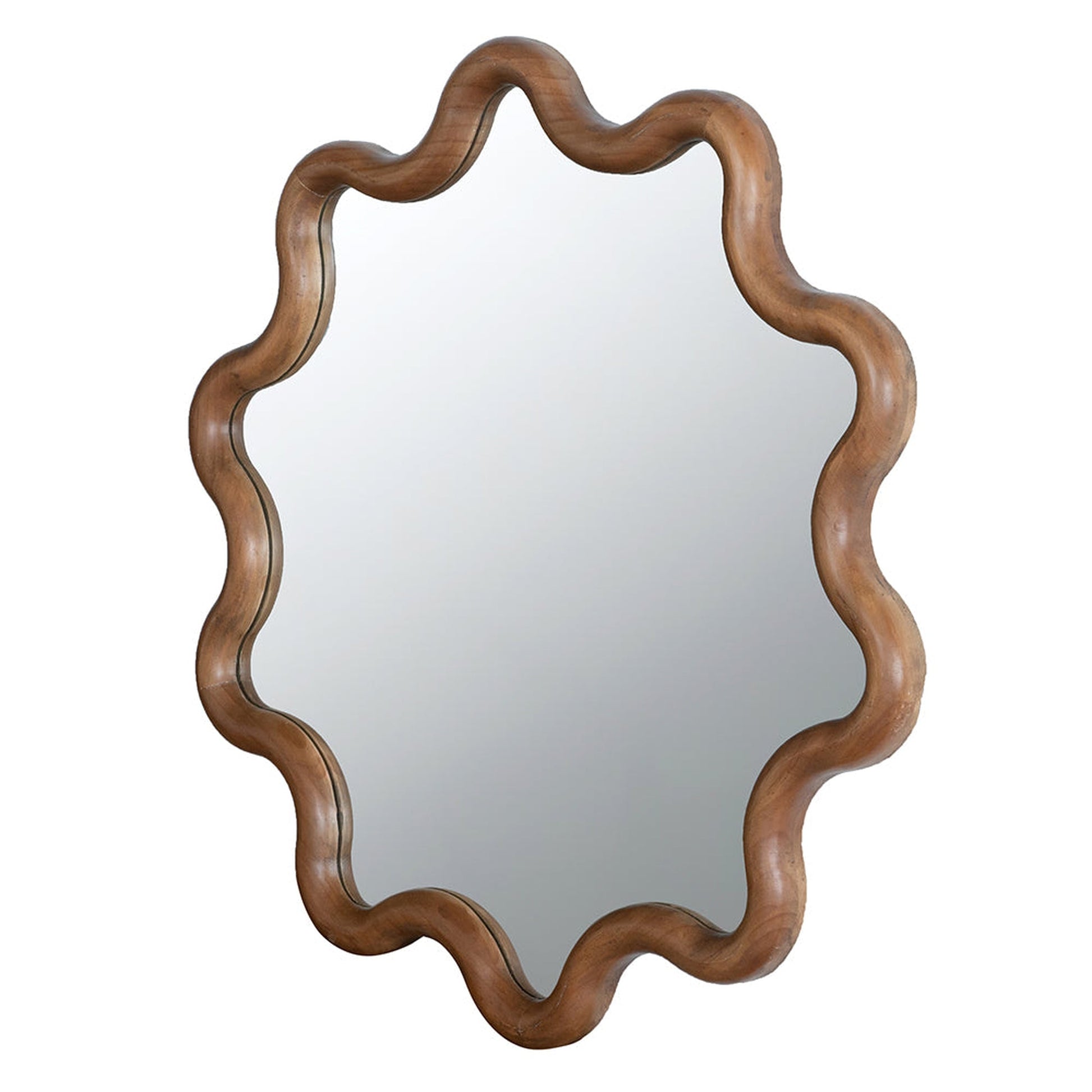 A&B Home 30" x 31" Bundle of 18 Round Unique Shape Natural Dark Brown Wooden Frame Wall-Mounted Mirror