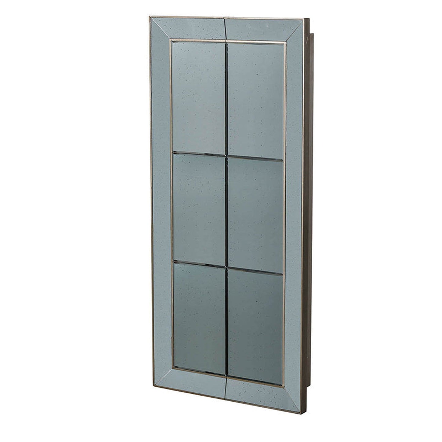 A&B Home 30" x 65" Bundle of 3 Rectangular Antique Silver Wall-Mounted Mirror With Cabinet Storage