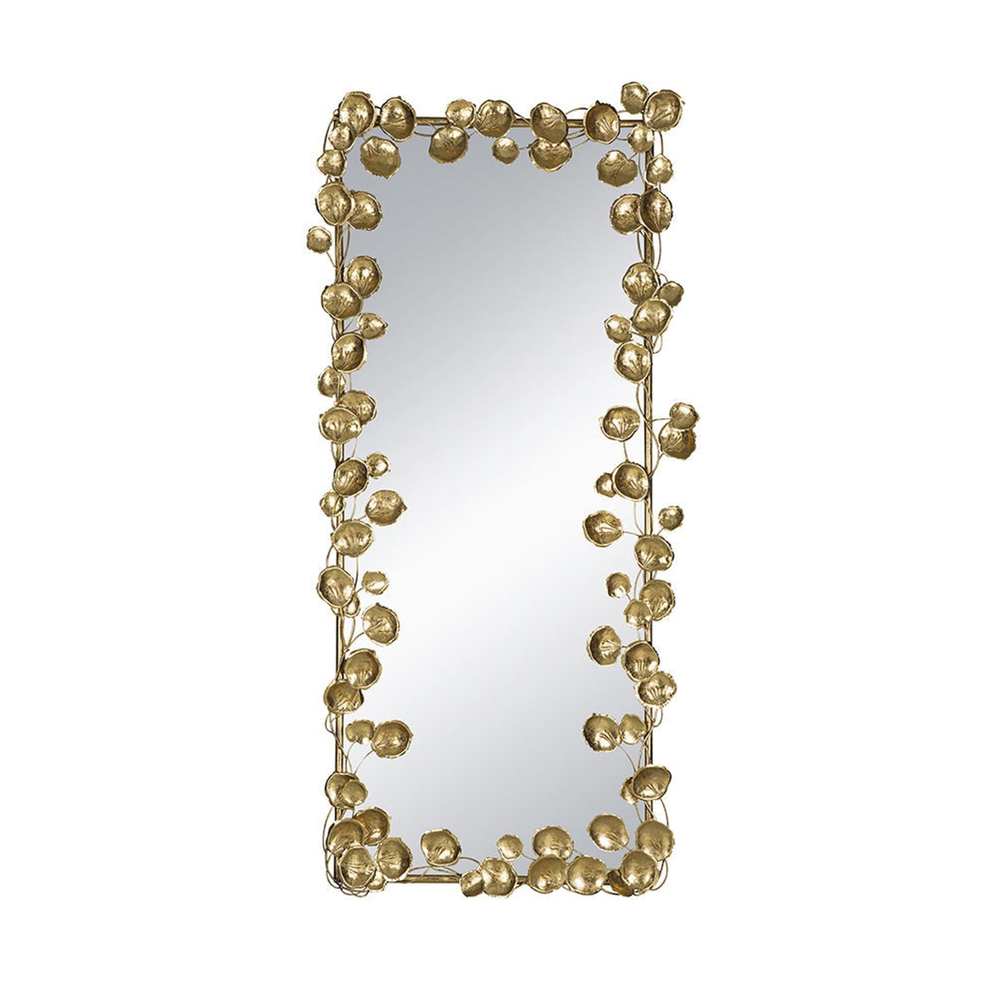 A&B Home 31" x 51" Bundle of 6 Rectangular Gold Metal Frame Wall-Mounted Mirror With Golden Leaf Accent