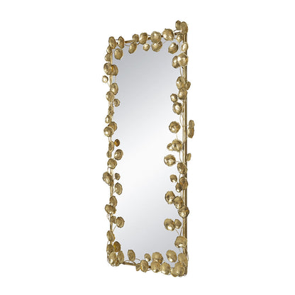 A&B Home 31" x 51" Bundle of 9 Rectangular Gold Metal Frame Wall-Mounted Mirror With Golden Leaf Accent