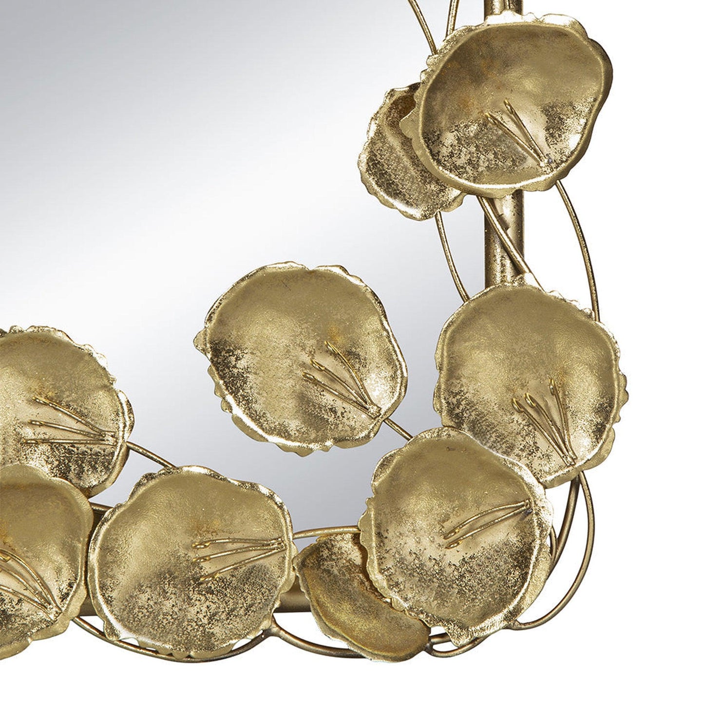 A&B Home 31" x 51" Bundle of 9 Rectangular Gold Metal Frame Wall-Mounted Mirror With Golden Leaf Accent