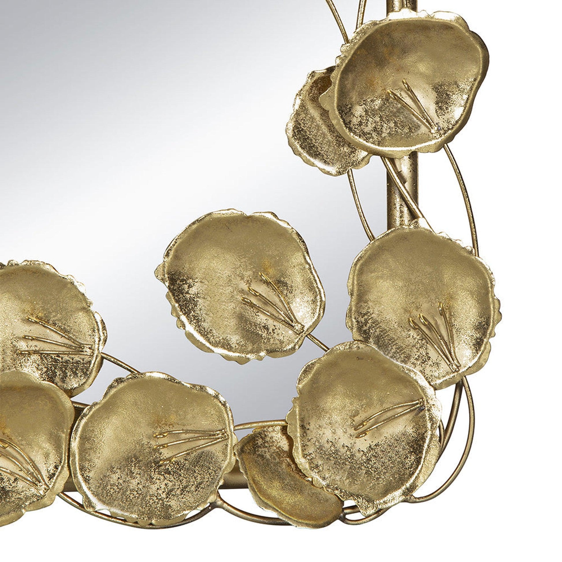 A&B Home 31" x 51" Bundle of 9 Rectangular Gold Metal Frame Wall-Mounted Mirror With Golden Leaf Accent